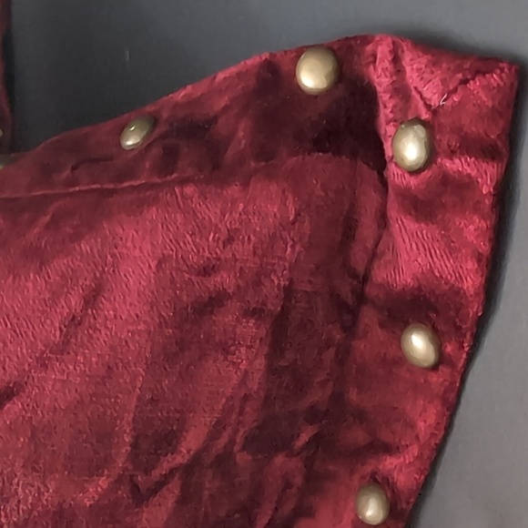 Pier 1,Set of 2 Red Velvet Throw Pillows with Bronze Studded Accents. - Picture 2 of 8